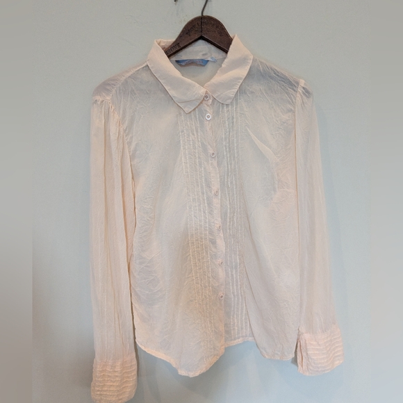 Johnny Was Vintage Peach Pintuck Blouse Size Medium - Picture 1 of 7